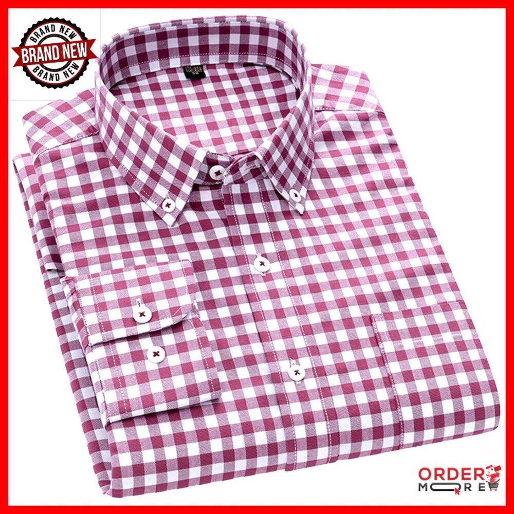 Men's Long Sleeve Oxford Button Down Shirt 100% Cotton Wrinkle Free